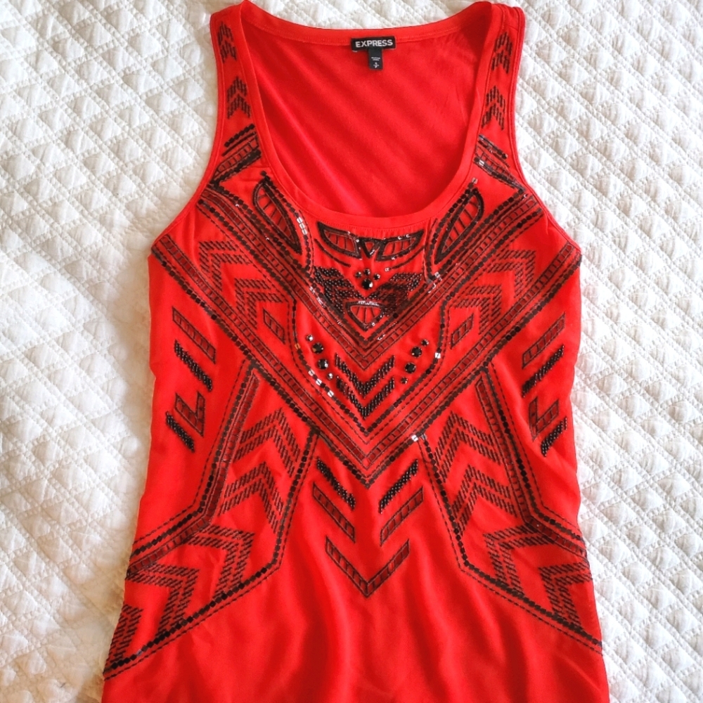 Express Beaded Red top